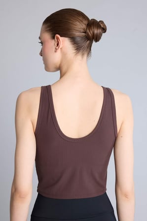 DeFacto Crop Top Düğmeli Yaka Sporcu Kahverengi Atlet H1218AX26HSBN130