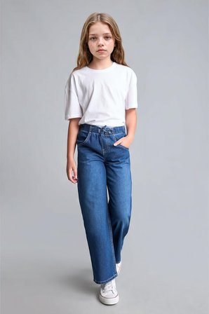 DeFacto Beli Lastikli Wide Leg Jean Pantolon Kız Çocuk H6242A826AUNM28