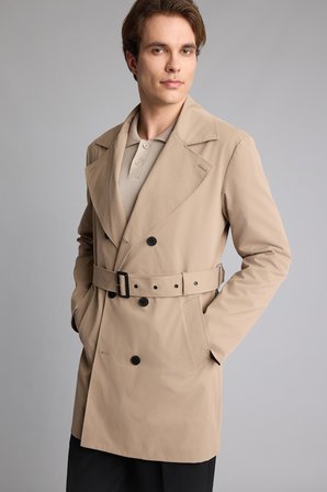 DeFacto Slim Fit Astarlı Düğmeli Cepli Kemerli Mevsimlik Trençkot D5528AX26AUBG716