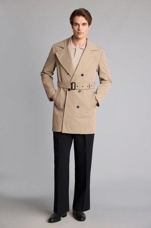 DeFacto Slim Fit Astarlı Düğmeli Cepli Kemerli Mevsimlik Trençkot D5528AX26AUBG716
