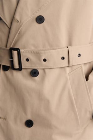 DeFacto Slim Fit Astarlı Düğmeli Cepli Kemerli Mevsimlik Trençkot D5528AX26AUBG716