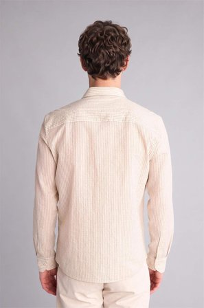 DeFacto Modern Fıt Çizgili Twill Uzun Kollu Gömlek G7410AX26SMER235