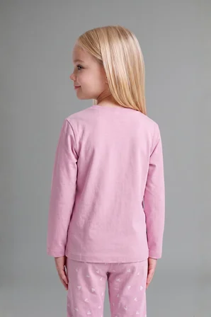 Bisiklet Yaka Baskılı Üst Lastikli Paça Alt 2'li Pijama Takımı Kız Bebek