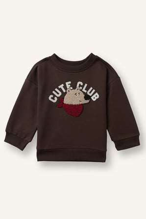 DeFacto %100 Pamuk Oversize Ayıcık Aplikeli Sweatshirt Erkek Bebek I3805A526WNBN267