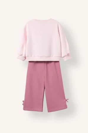 2'li Takım Baskılı Sweatshirt Eşofman Altı Kız Bebek