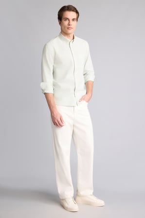 %100 Pamuk Regular Fit Polo Yaka Oxford Basic Uzun Kollu Gömlek