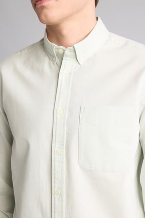 %100 Pamuk Regular Fit Polo Yaka Oxford Basic Uzun Kollu Gömlek