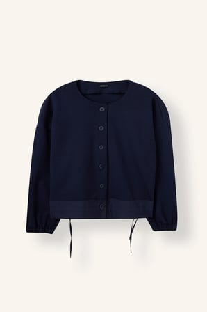 Bisiklet Yaka Beli Bağcıklı Relaxed Fit Hırka