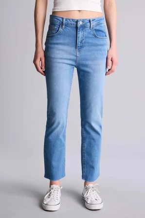 DeFacto Crop Flare Fıt Yüksek Bel Kısa Paça Bilek Boy Jean Yıkamalı Pantolon H1665AX26SMNM39