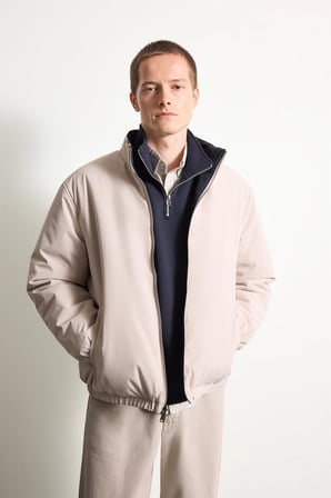 Regular Fit Dik Yaka Fermuarlı Su Geçirmez Mont
