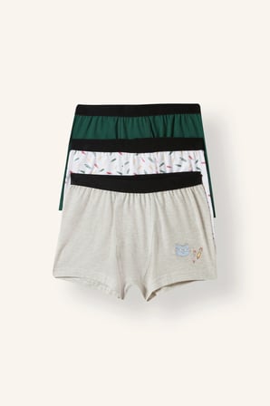 Baskılı Elastik Bel 3'lü Boxer Set Erkek Çocuk