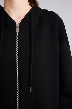 DeFacto Oversıze Kapüşonlu Kalın Sweatshirt Kumaşı Hırka I2413AX26AUBK81