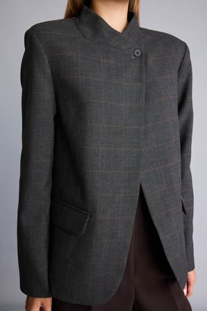 Asimetrik Hakim Yaka Blazer Ceket