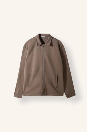 Regular Fit Polo Yaka Fermuarlı Basic Sweatshirt Hırka