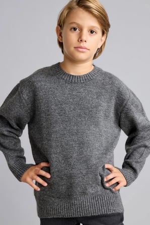 oversize bisiklet yaka triko basic kazak erkek çocuk