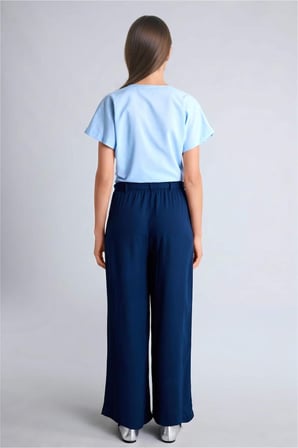 DeFacto Culotte Geniş Paça Kırışık Dokulu Viskon Lacivert Pantolon C9565AX26SMNV248