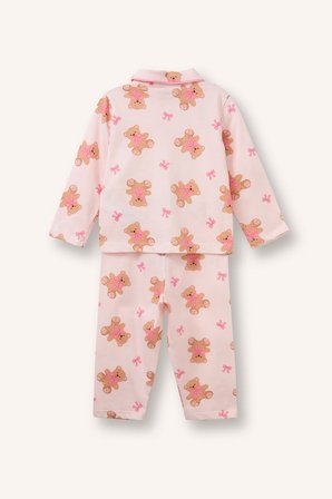 DeFacto Ayıcık Desenli Önden Düğmeli 2'li Pijama Takımı Kız Bebek I3231A526AUPN114