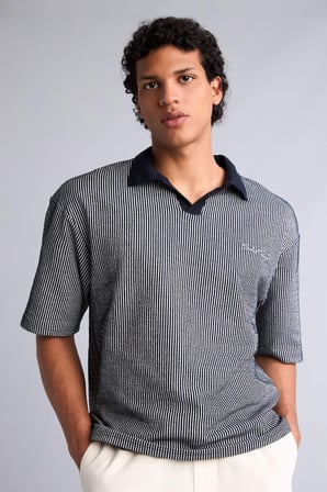 DeFacto Pamuklu Dokulu Boxy Fit Polo Tişört F8351AX26SMNV253