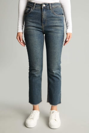 DeFacto Crop Flare Fıt Yüksek Bel Bilek Boy Jean Yıkamalı Pantolon G2217AX26AUNM34
