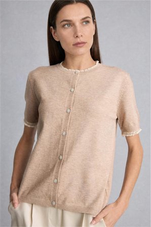 DeFacto Regular Fit Bisiklet Yaka Düğmeli Dokulu Triko Basic Hırka H1289AX26AUBG300