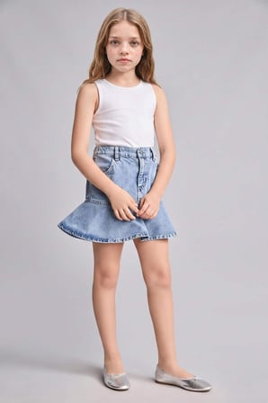 Mavi Mini Jean Etek Kız Çocuk