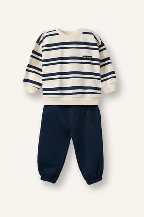 DeFacto Çizgili Bisiklet Yaka Sweatshirt Üst Lastikli Paça Alt 2'li Takım Erkek Bebek I0235A526AUNV256