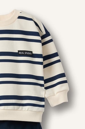 DeFacto Çizgili Bisiklet Yaka Sweatshirt Üst Lastikli Paça Alt 2'li Takım Erkek Bebek I0235A526AUNV256