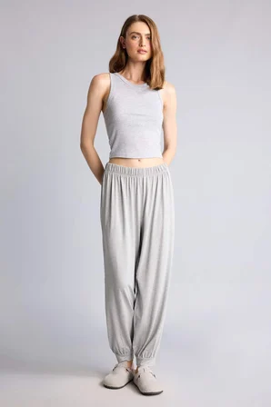 Regular Fit Elastik Bel Gri Melanj Eşofman Altı