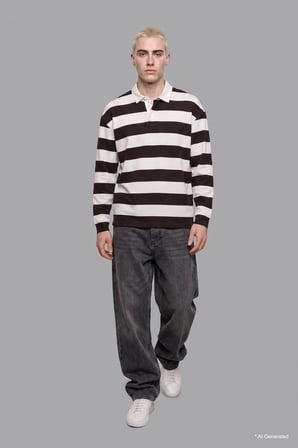 Boxy Fıt Polo Yaka Waffle Sweatshirt