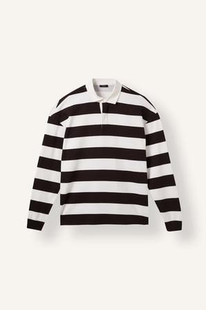 Boxy Fıt Polo Yaka Waffle Sweatshirt