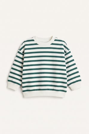Oversize Bisiklet Yaka Çizgili Sweatshirt Erkek Bebek