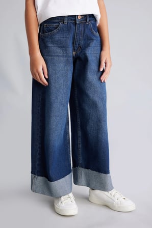 90's Wıde Leg Jean Pantolon Kız Çocuk