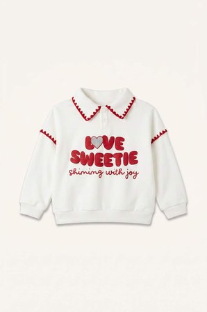 Polo Yaka Kalın Sweatshirt Kumaşı Sweatshirt Kız Bebek