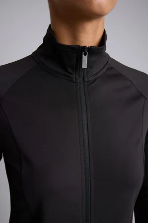 Esnek Kumaş Fermuarlı Reglan Kol Fitted Dik Yaka Sporcu Hırka