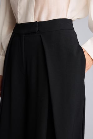 Wıde Leg Fermuarlı Krep Pantolon