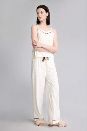 DeFacto Ultra Yumuşak Regular Fıt Askılı 2'li Softshell Ekru Pijama Takımı H4245AX26AUER77