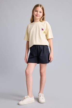Sweatshirt Kumaşı Şort Kız Çocuk