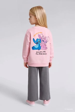 Dısney Lılo & Stıtch Kalın Sweatshirt Kumaşı 2'li Takım Kız Bebek