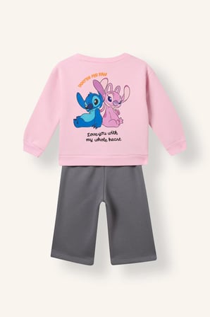 Dısney Lılo & Stıtch Kalın Sweatshirt Kumaşı 2'li Takım Kız Bebek