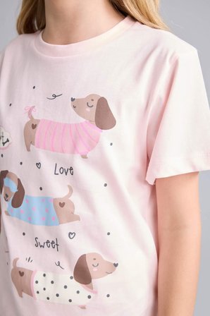 DeFacto %100 Pamuk Regular Fıt Baskılı 2'li Pembe Pijama Takımı Kız Çocuk I1573A826SMPN1