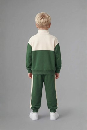 Dik Yaka Baskılı Sweatshirt Eşofman Altı 2'li Takım Erkek Bebek