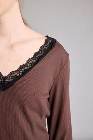 Regular Fit Dantel Detaylı V Yaka Uzun Kollu 2'li Ribana Pijama Takımı