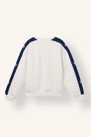 Bisiklet Yaka Şeritli Baskılı Sweatshirt Kız Çocuk