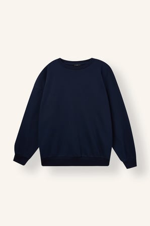 Okula Dönüş Oversıze Bisiklet Yaka Basıc Düz Kalın Sweatshirt Kumaşı Sweatshirt
