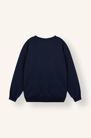 Okula Dönüş Oversıze Bisiklet Yaka Basıc Düz Kalın Sweatshirt Kumaşı Sweatshirt
