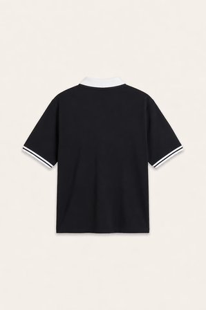 Boxy Fit Nakışlı Polo Yaka Tişört
