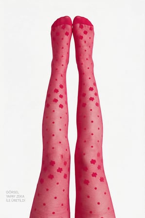 Tango Kırmızı Pretty Dotted Daisy Külotlu Çorap