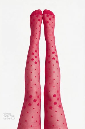 Tango Kırmızı Pretty Dotted Daisy Külotlu Çorap