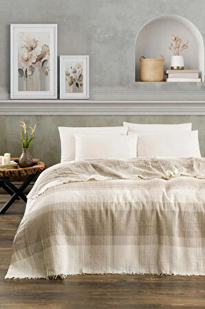 Bej Ekose Gunes Model - Çift Kişilik Pike 200x230