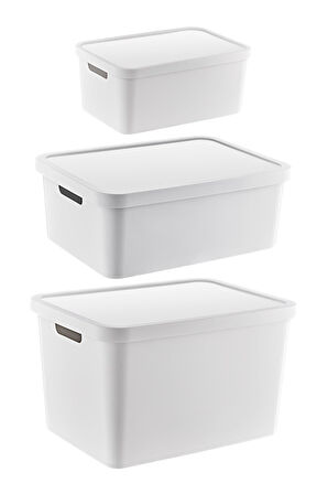 Smartware 3'Lü Set Stafi Kapaklı Kutu Beyaz (4,5-12-18 LT)